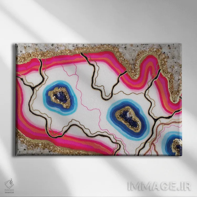 تابلو انتزاعی من فلامینگو اثر گوگا استودیو - نمای روبهرو روی دیوار