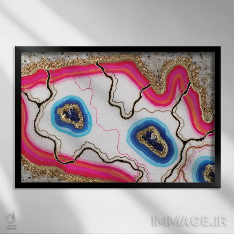 تابلو انتزاعی من فلامینگو اثر گوگا استودیو - نمای قابدار مشکی