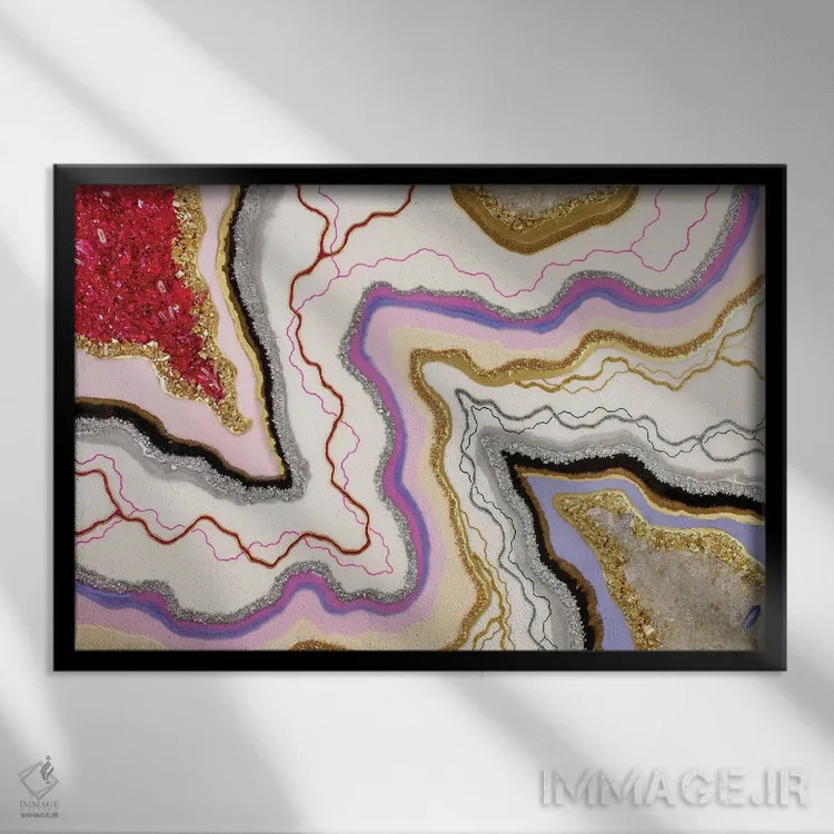 تابلو انتزاعی میز تنش ها اثر گوگا استودیو - نمای قابدار مشکی