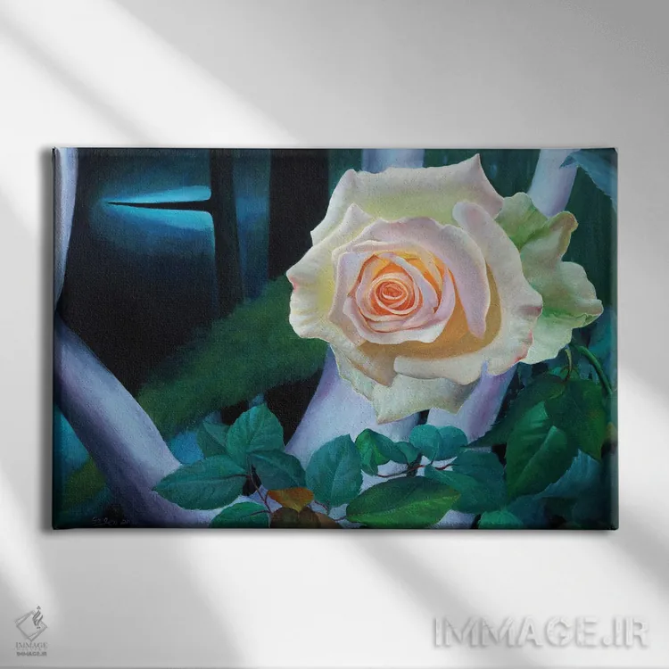 تابلو دکوراتیو گل رز و خارها I اثر گوئیگن ژا - نمای روبهرو روی دیوار