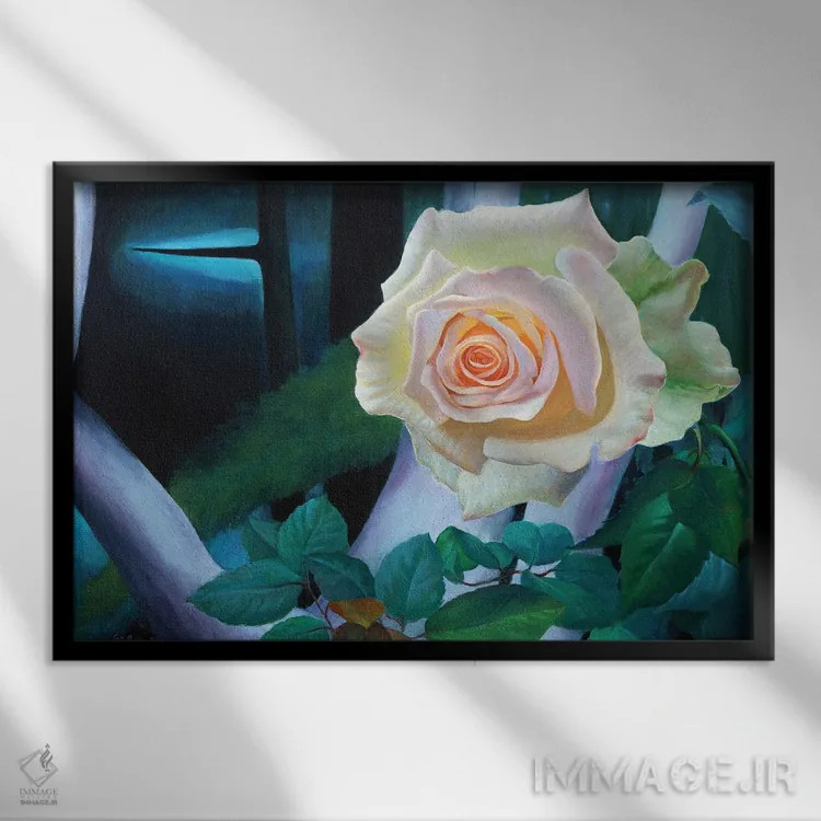 تابلو دکوراتیو گل رز و خارها I اثر گوئیگن ژا - نمای قابدار مشکی