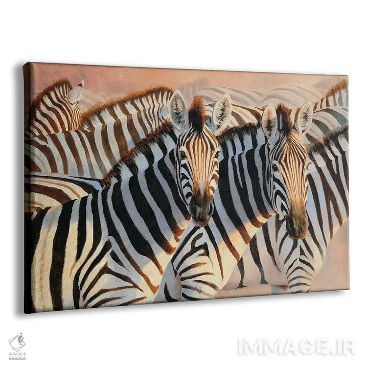 تابلو دکوراتیو گورخرهای گرد و غبار درخشان اثر گرانت هکینگ - نمای پرسپکتیو محصول