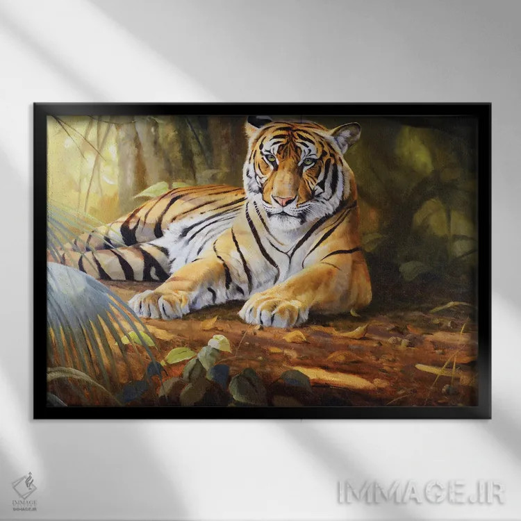 تابلو دکوراتیو ببر اثر گرانت هکینگ - نمای قابدار مشکی