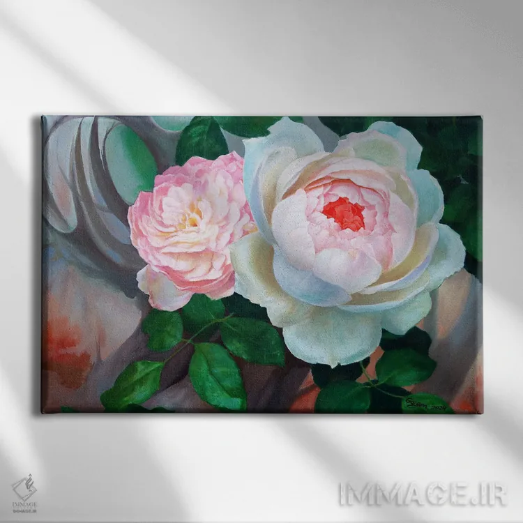 تابلو دکوراتیو گل رز و خارها II اثر گوئیگن ژا - نمای روبهرو روی دیوار