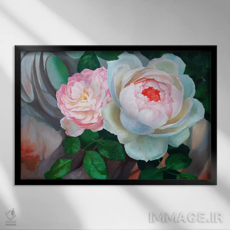 تابلو دکوراتیو گل رز و خارها II اثر گوئیگن ژا - نمای قابدار مشکی