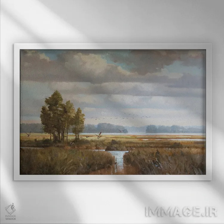 تابلو دکوراتیو توقفی کوتاه اثر گرانت هکینگ - نمای قابدار سفید