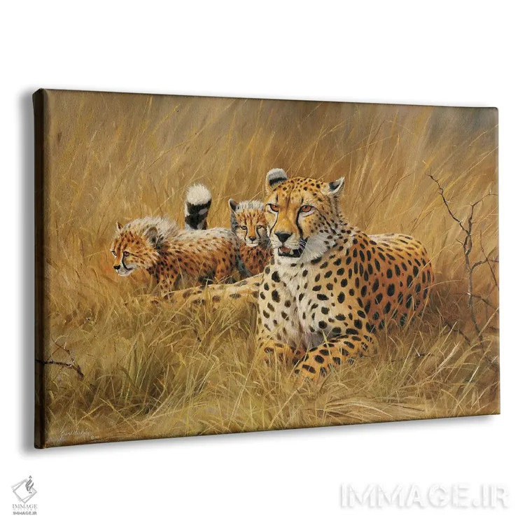 تابلو دکوراتیو خانواده یوزپلنگ اثر گرانت هکینگ - نمای پرسپکتیو محصول