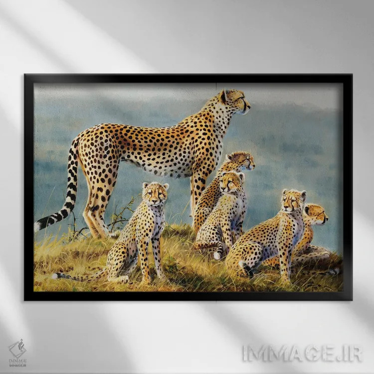 تابلو دکوراتیو یوزپلنگ اثر گرانت هکینگ - نمای قابدار مشکی