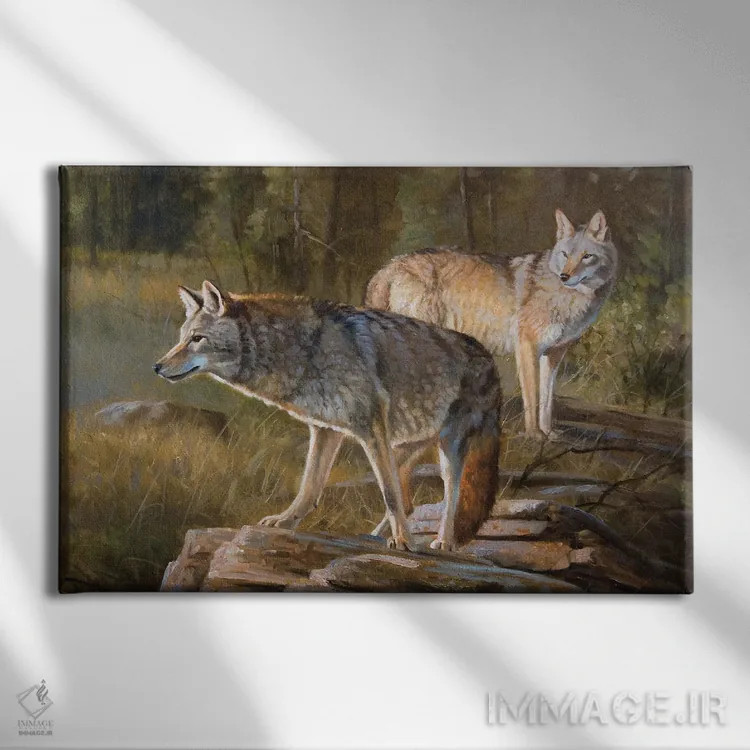 تابلو دکوراتیو کایوت ها اثر گرانت هکینگ - نمای روبهرو روی دیوار