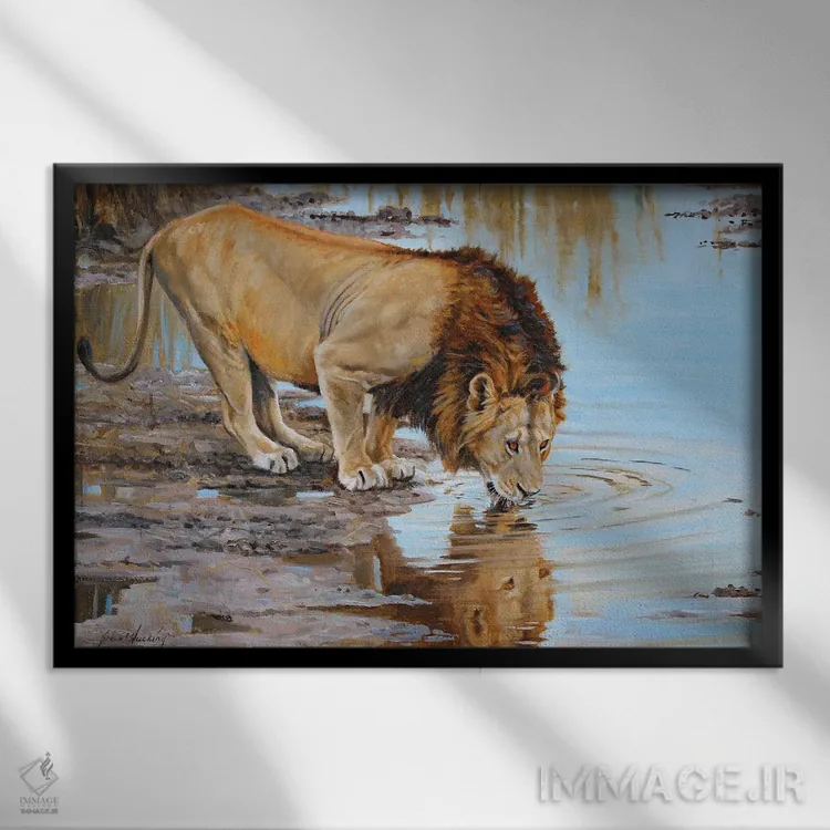 تابلو دکوراتیو نوشیدنی برای پادشاه اثر گرانت هکینگ - نمای قابدار مشکی