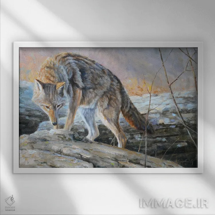 تابلو دکوراتیو دنبال کردن بو اثر گرانت هکینگ - نمای قابدار سفید