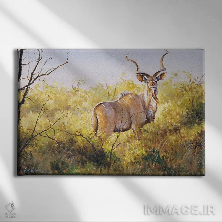 تابلو دکوراتیو کودوی بوته ای موپانه اثر گرانت هکینگ - نمای روبهرو روی دیوار