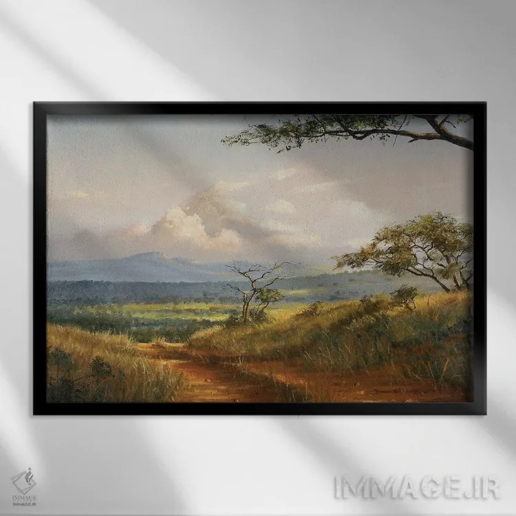 تابلو دکوراتیو جاده آفریقایی اثر گرانت هکینگ - نمای قابدار مشکی