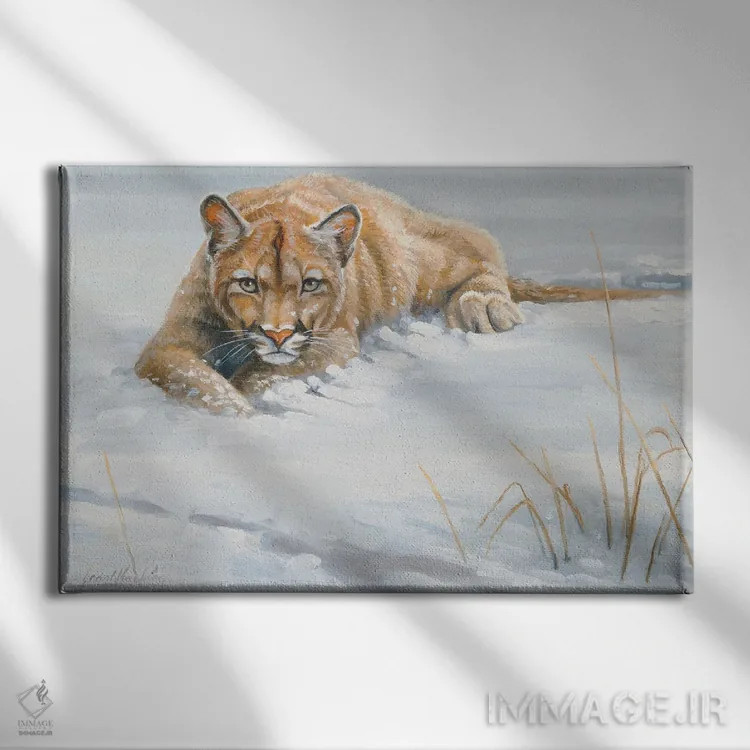 تابلو دکوراتیو پوما بدون پوشش اثر گرانت هکینگ - نمای روبهرو روی دیوار