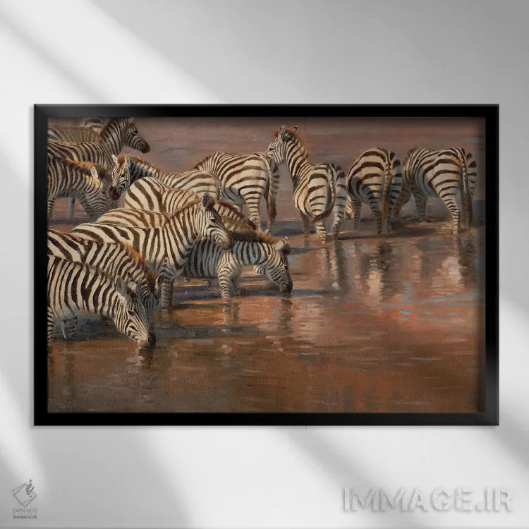 تابلو دکوراتیو گورخر بدون نگاه به گذشته اثر گرانت هکینگ - نمای قابدار مشکی