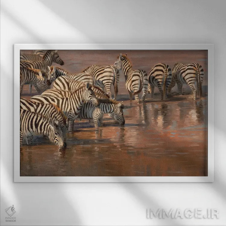 تابلو دکوراتیو گورخر بدون نگاه به گذشته اثر گرانت هکینگ - نمای قابدار سفید