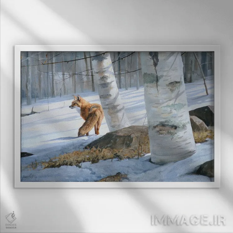 تابلو دکوراتیو بر برف خاموش اثر گرانت هکینگ - نمای قابدار سفید