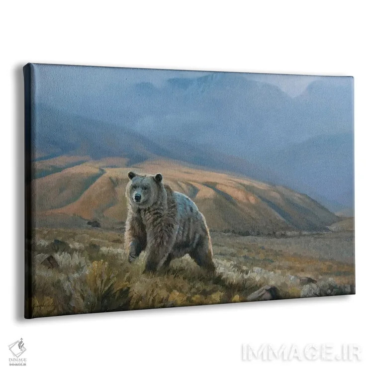 تابلو دکوراتیو خرس گریزلی سیلورتیپ اثر گرانت هکینگ - نمای پرسپکتیو محصول