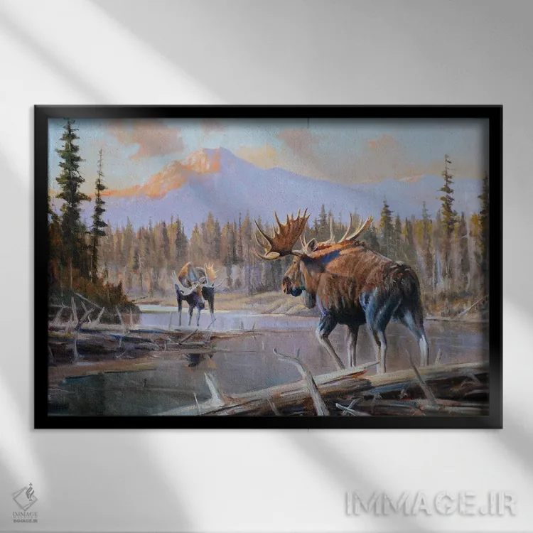 تابلو دکوراتیو اربابان رودخانه اثر گرانت هکینگ - نمای قابدار مشکی