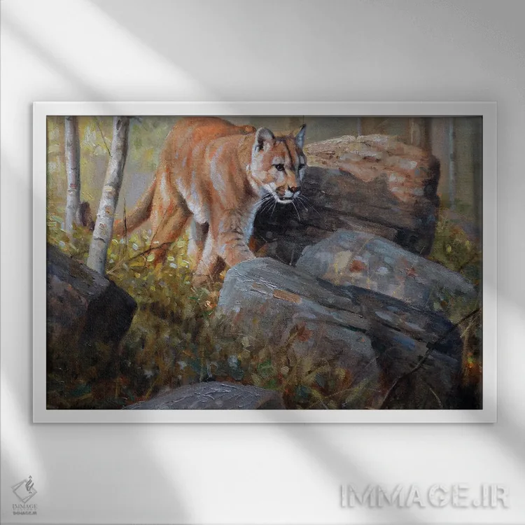 تابلو دکوراتیو گربه سایه اثر گرانت هکینگ - نمای قابدار سفید