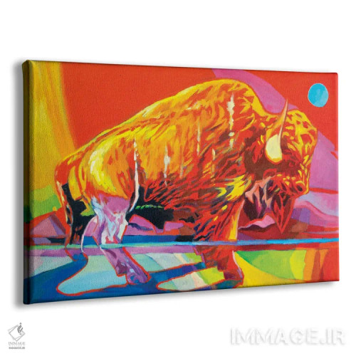 تابلو دکوراتیو بوفالوی الکتریکی اثر گرگ هایل - نمای پرسپکتیو محصول