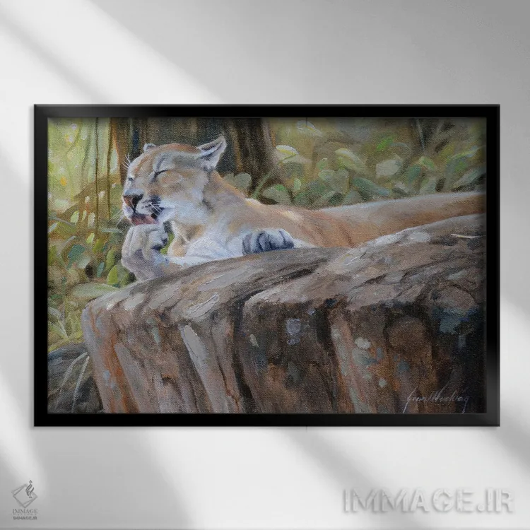 تابلو دکوراتیو پوما اثر گرانت هکینگ - نمای قابدار مشکی