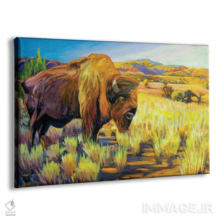 تابلو دکوراتیو بوفالوی تنها اثر گرگ هایل - نمای پرسپکتیو محصول