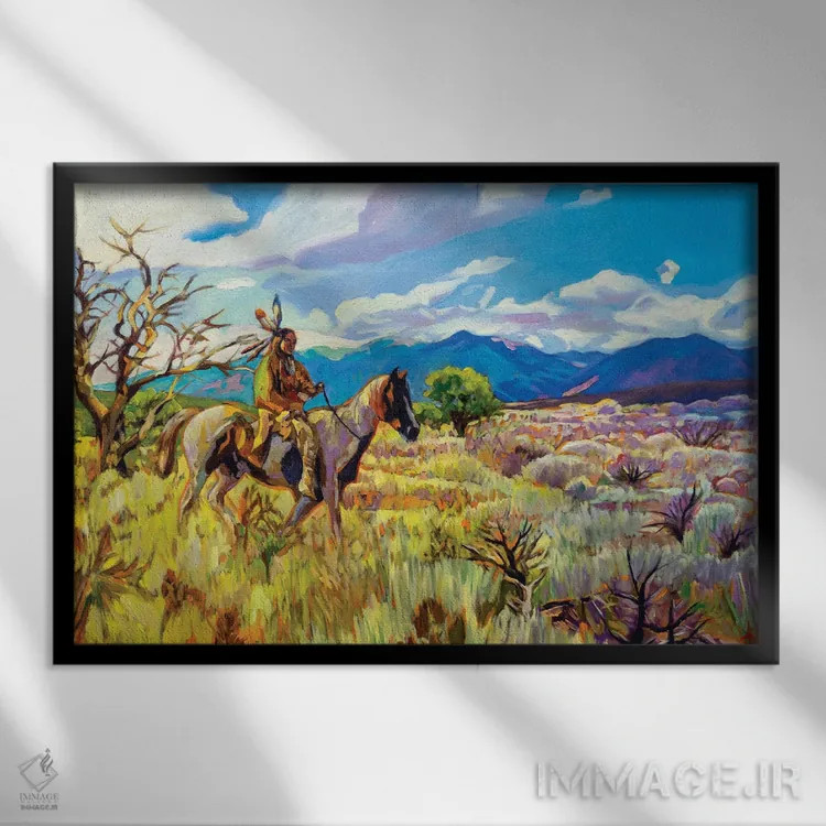 تابلو دکوراتیو گرگ ومیش طلایی اثر گرگ هایل - نمای قابدار مشکی