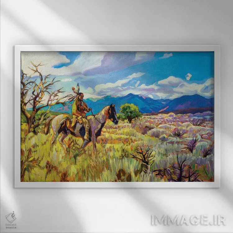 تابلو دکوراتیو گرگ ومیش طلایی اثر گرگ هایل - نمای قابدار سفید