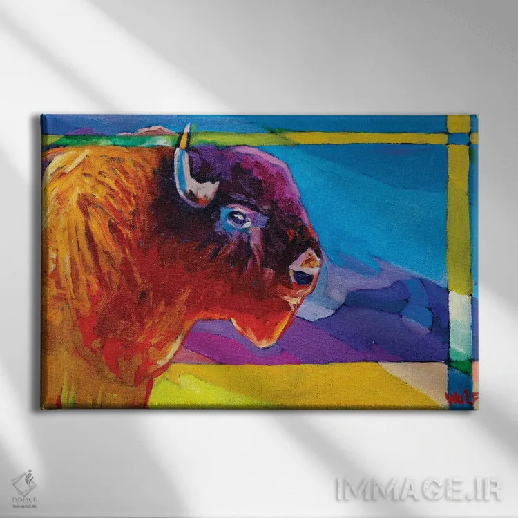 تابلو دکوراتیو بوفالوی بارانی اثر گرگ هایل - نمای روبهرو روی دیوار