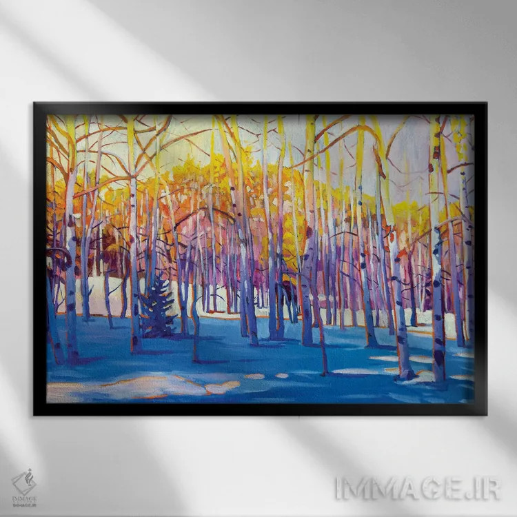 تابلو دکوراتیو آسپن های برفی اثر گرگ هایل - نمای قابدار مشکی