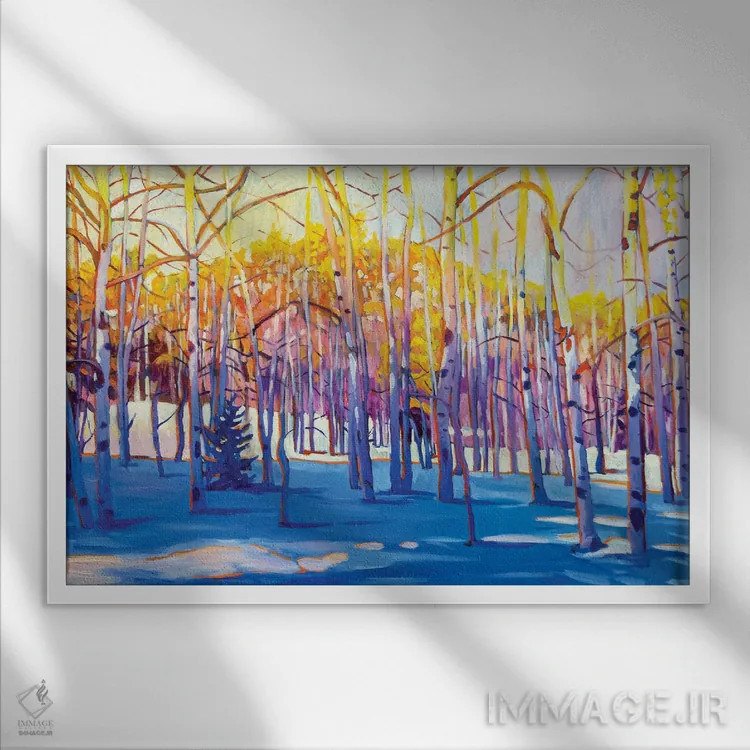 تابلو دکوراتیو آسپن های برفی اثر گرگ هایل - نمای قابدار سفید