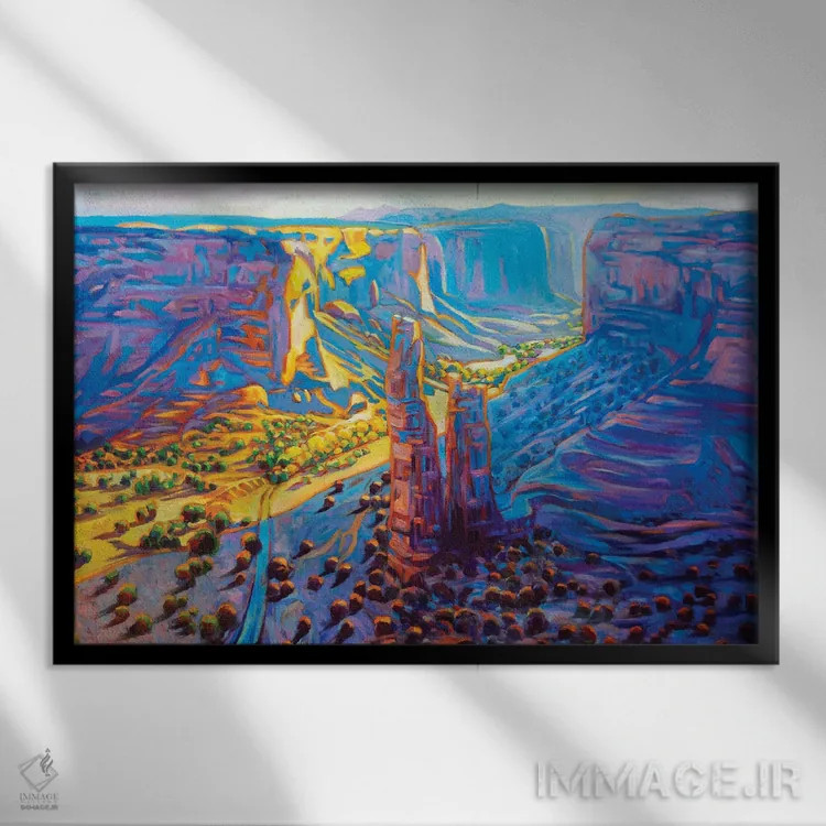 تابلو دکوراتیو صخره عنکبوت در کنیون د شلی اثر گرگ هایل - نمای قابدار مشکی