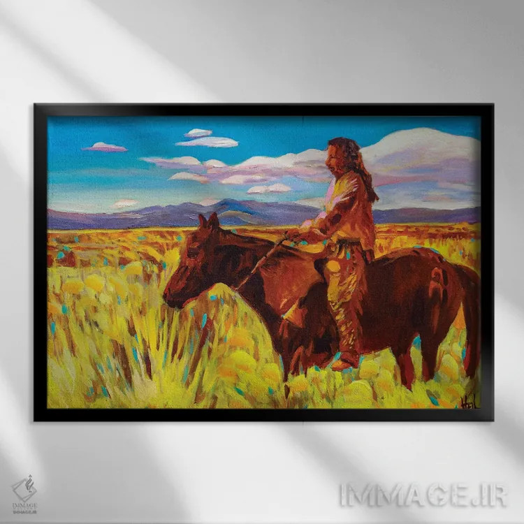 تابلو دکوراتیو مسافر تائوس اثر گرگ هایل - نمای قابدار مشکی