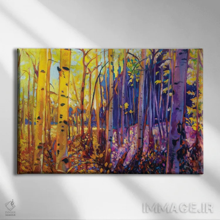 تابلو دکوراتیو آسپن های پاییزی اثر گرگ هایل - نمای روبهرو روی دیوار