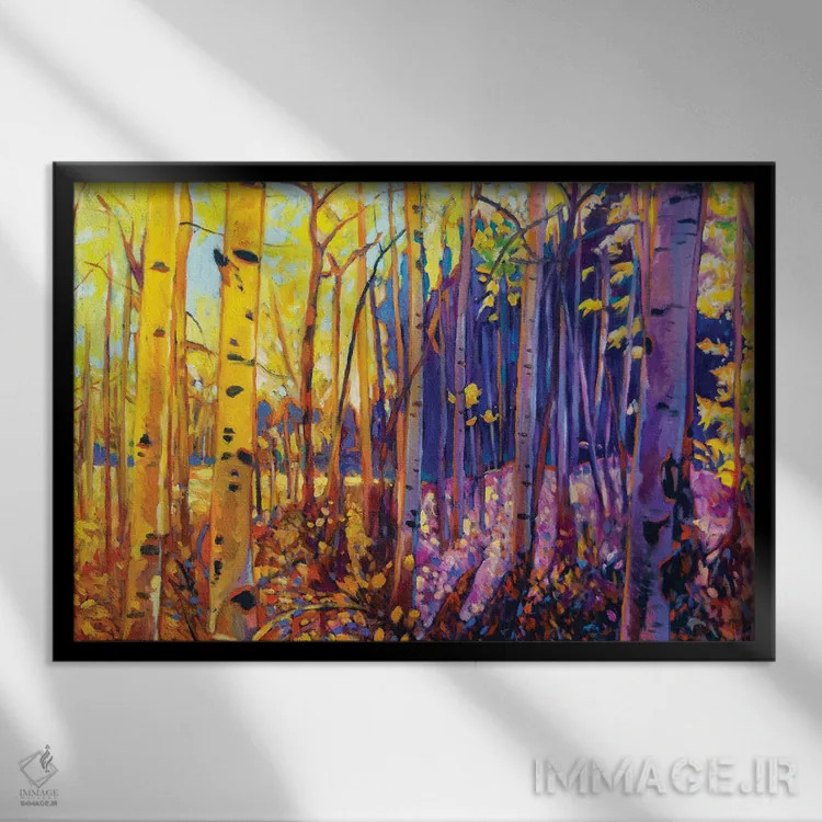 تابلو دکوراتیو آسپن های پاییزی اثر گرگ هایل - نمای قابدار مشکی