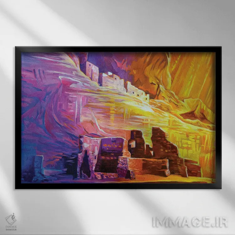 تابلو دکوراتیو ویرانه های وایت هاوس در کنیون د شلی اثر گرگ هایل - نمای قابدار مشکی