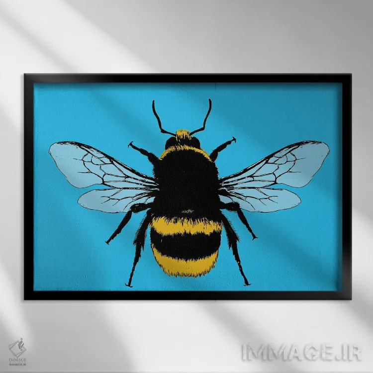 تابلو دکوراتیو زنبور من باش اثر گری هاگبن - نمای قابدار مشکی