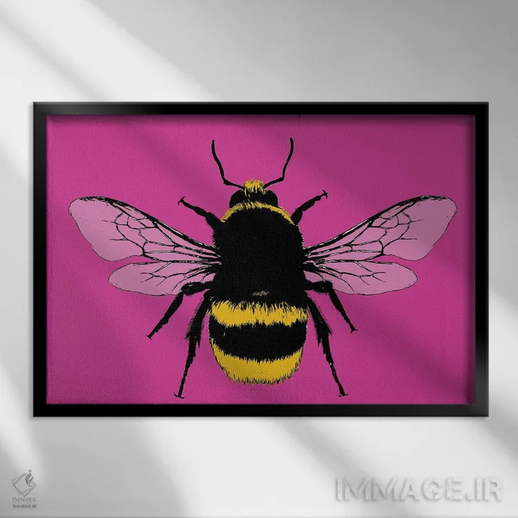 تابلو دکوراتیو زنبور من باش اثر گری هاگبن - نمای قابدار مشکی