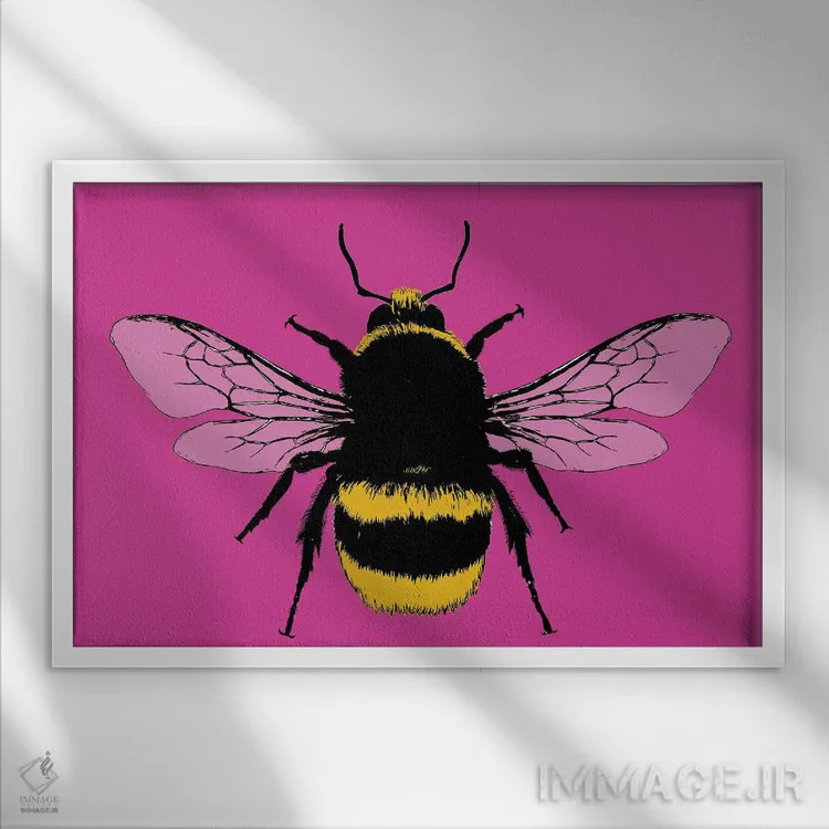 تابلو دکوراتیو زنبور من باش اثر گری هاگبن - نمای قابدار سفید