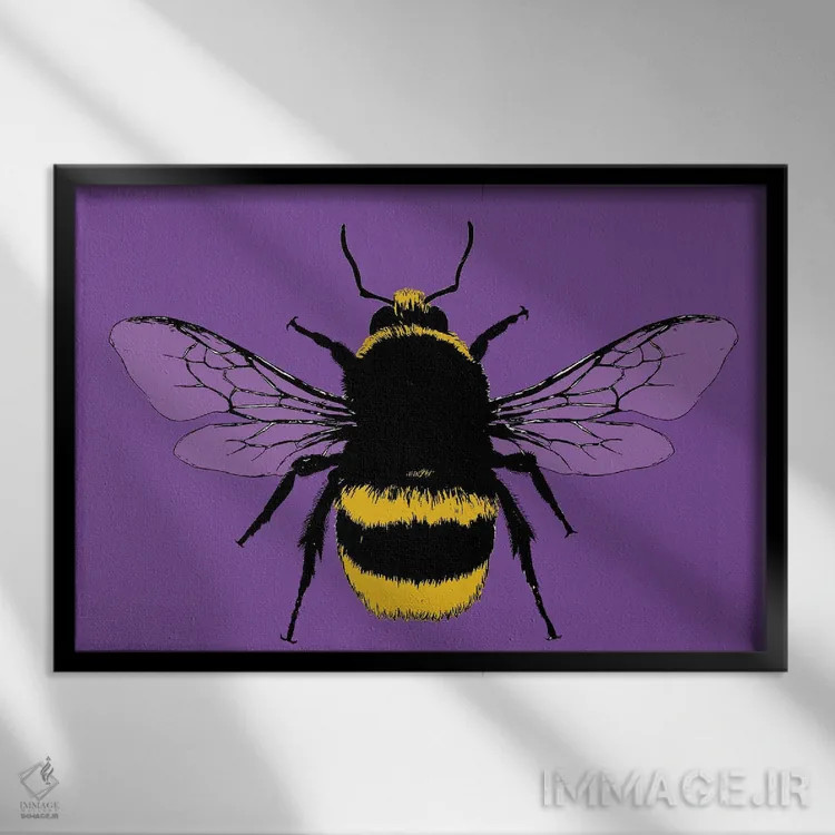 تابلو دکوراتیو زنبور من باش اثر گری هاگبن - نمای قابدار مشکی