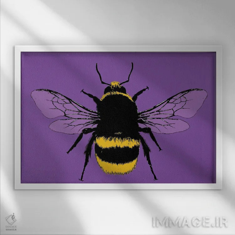 تابلو دکوراتیو زنبور من باش اثر گری هاگبن - نمای قابدار سفید