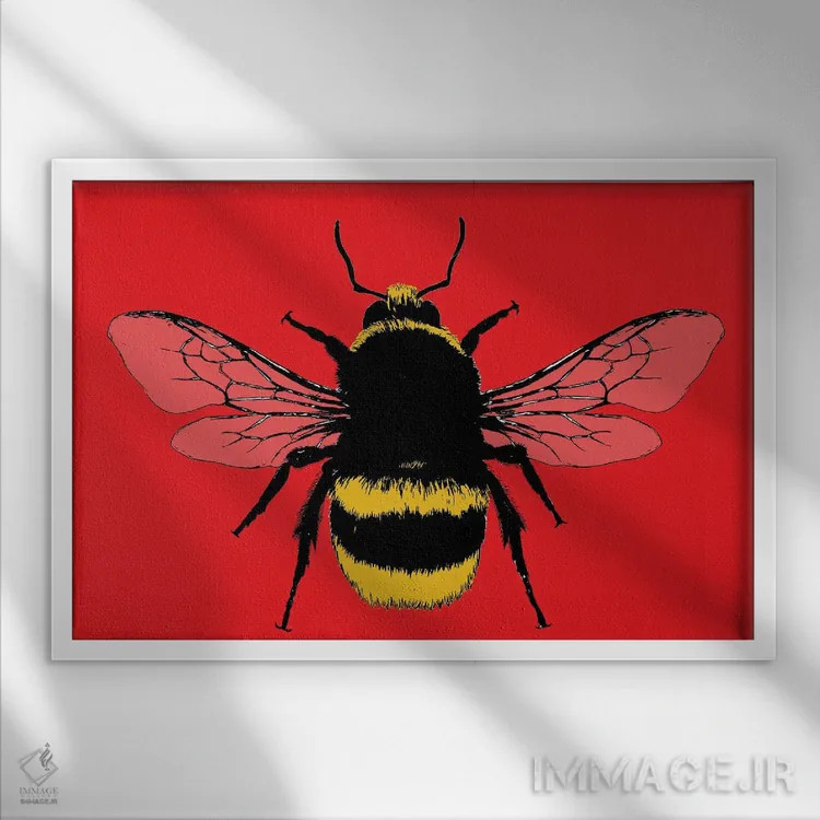 تابلو دکوراتیو زنبور من باش اثر گری هاگبن - نمای قابدار سفید