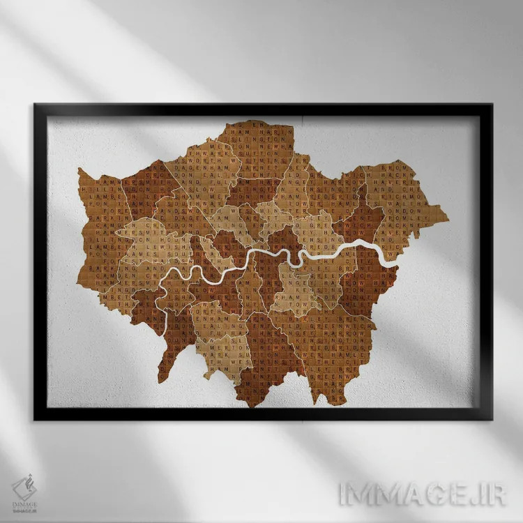 تابلو دکوراتیو اسکرابل لندن اثر گری هاگبن - نمای قابدار مشکی