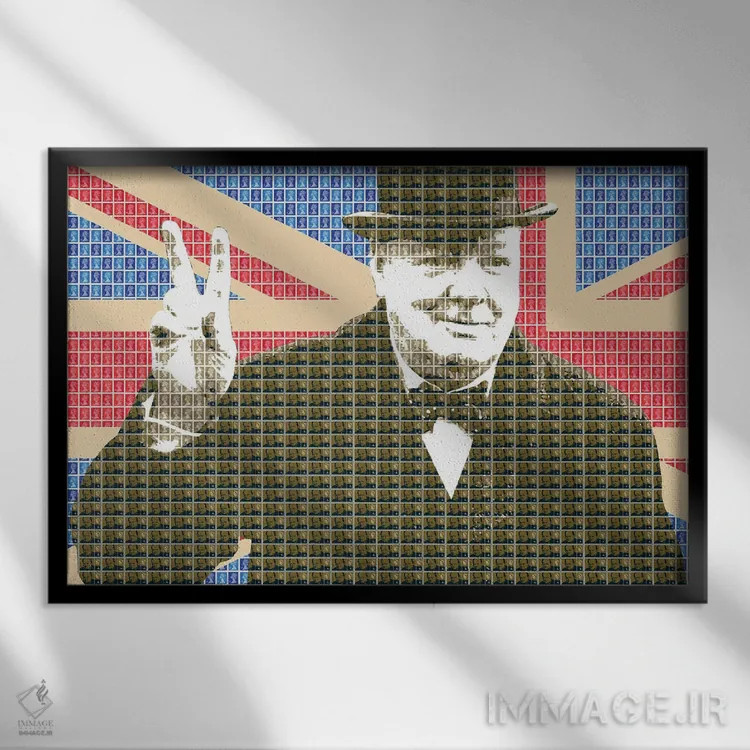 تابلو دکوراتیو پیروزی چرچیل اثر گری هاگبن - نمای قابدار مشکی