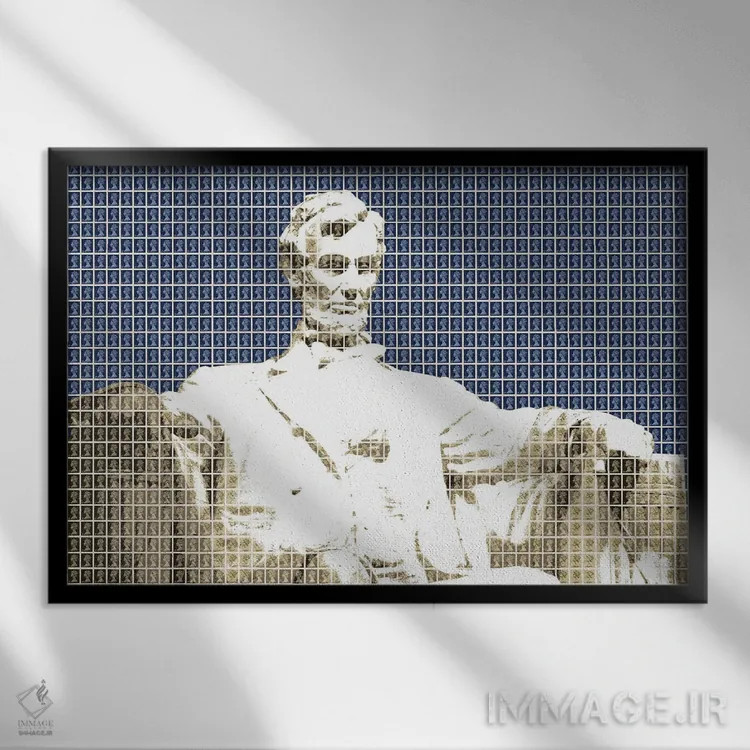 تابلو دکوراتیو یادبود لینکلن اثر گری هاگبن - نمای قابدار مشکی