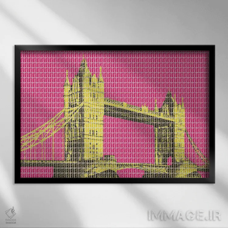 تابلو دکوراتیو پل برج اثر گری هاگبن - نمای قابدار مشکی