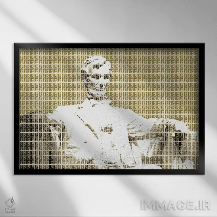 تابلو دکوراتیو یادبود لینکلن اثر گری هاگبن - نمای قابدار مشکی