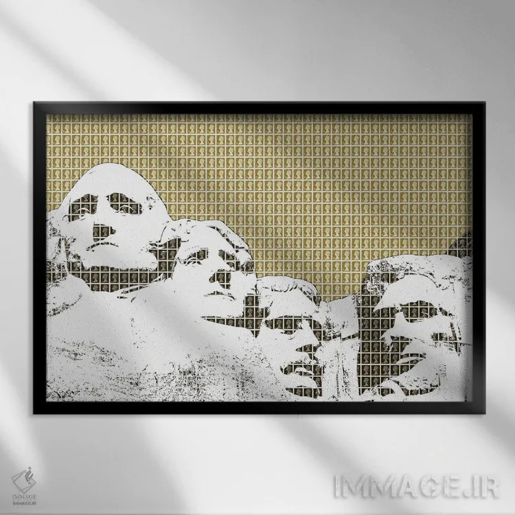 تابلو دکوراتیو راشمور اثر گری هاگبن - نمای قابدار مشکی