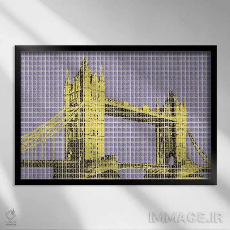 تابلو دکوراتیو پل برج اثر گری هاگبن - نمای قابدار مشکی